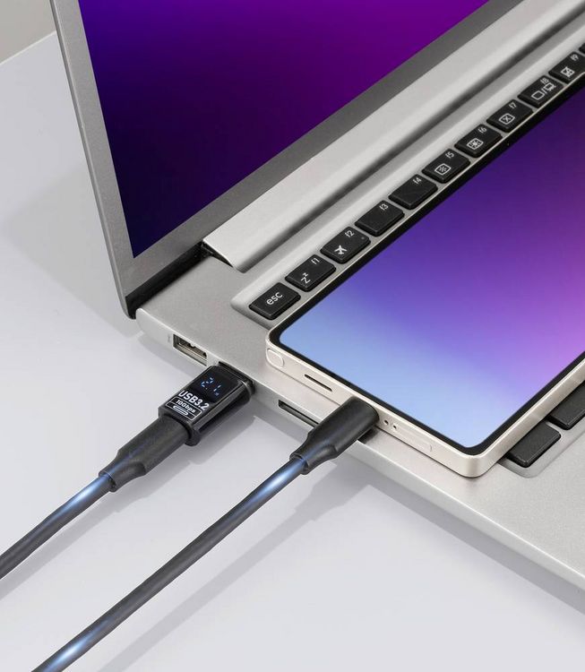 Produktbild: Renkforce USB Adapter [1x USB-A Stecker - 1x USB-C&reg; Buchse] USB 3.2 Type A/C Charging Adapter, PD36W, 10 Gbps LED-Display Laden
