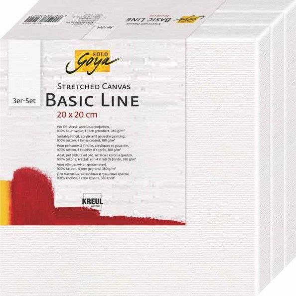 Produktbild: KREUL SOLO GOYA Stretched Canvas Basic Line, Keilrahmen 3er Set, 20 x 20 cm