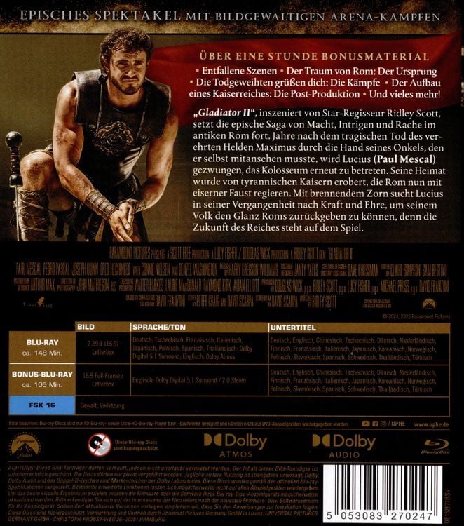Produktbild: Gladiator II (Blu-ray) (+ Bonus-Blu-ray)