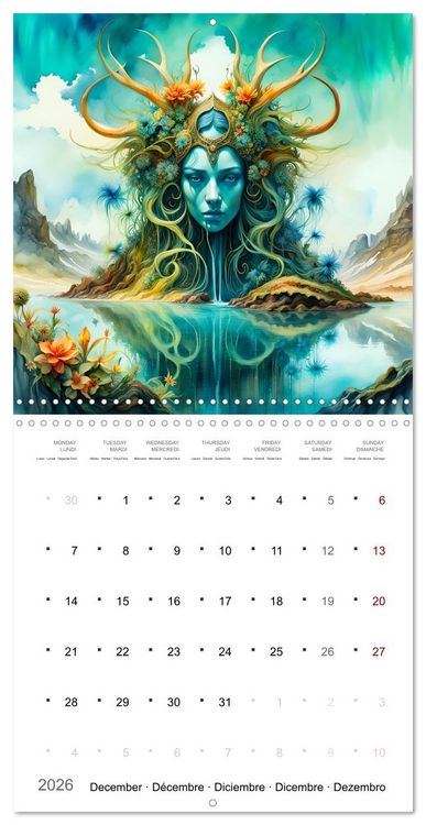 Produktbild: Cr&eacute;atures enchant&eacute;es (Calendrier mural carr&eacute; 2026 30x30 cm) Calendrier double avec une page pour vos prises de notes