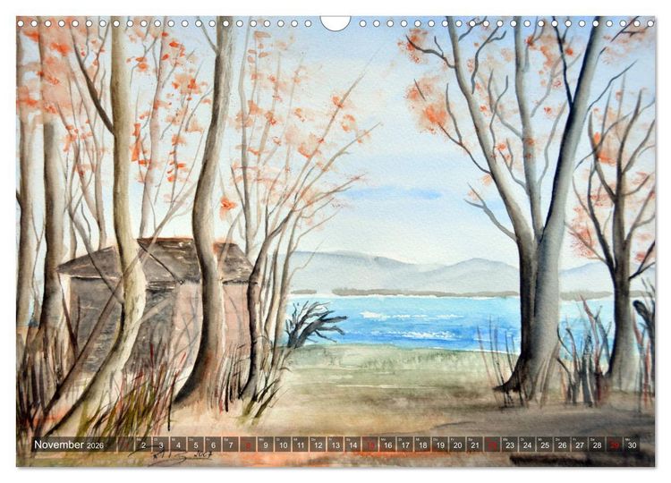 Produktbild: Chiemsee Aquarelle (Wandkalender 2026 DIN A3 quer), CALVENDO Monatskalender