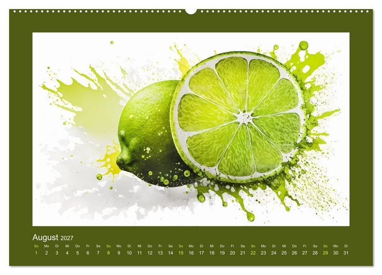 Produktbild: Fr&uuml;chte in Wasserfarben - Fruchtige KI-Kunst f&uuml;r das ganze Jahr (hochwertiger Premium Wandkalender 2027 DIN A2 quer), Kunstdruck in Hochglanz