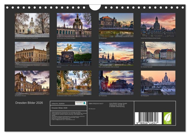 Produktbild: Dresden Bilder 2026 (Wandkalender 2026 DIN A4 quer), CALVENDO Monatskalender