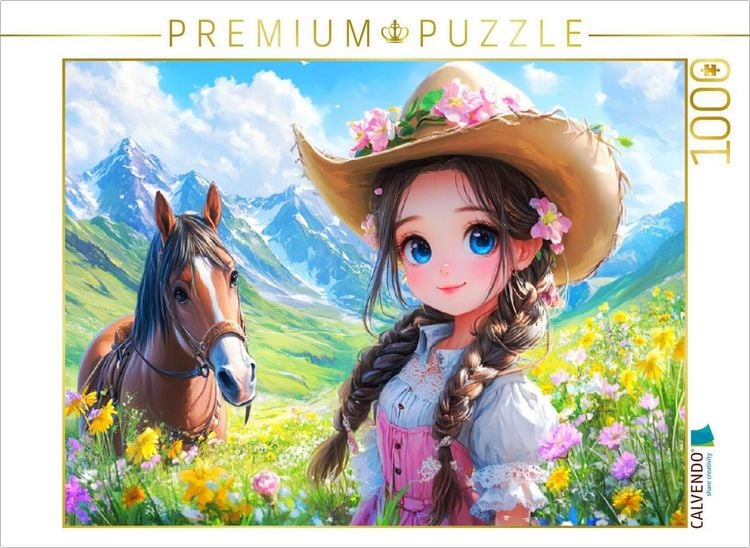 Produktbild: CALVENDO Puzzle Kleines Landm&auml;dchen in den Bergen | 1000 Teile Lege-Gr&ouml;&szlig;e 64x48cm Foto-Puzzle f&uuml;r gl&uuml;ckliche Stunden