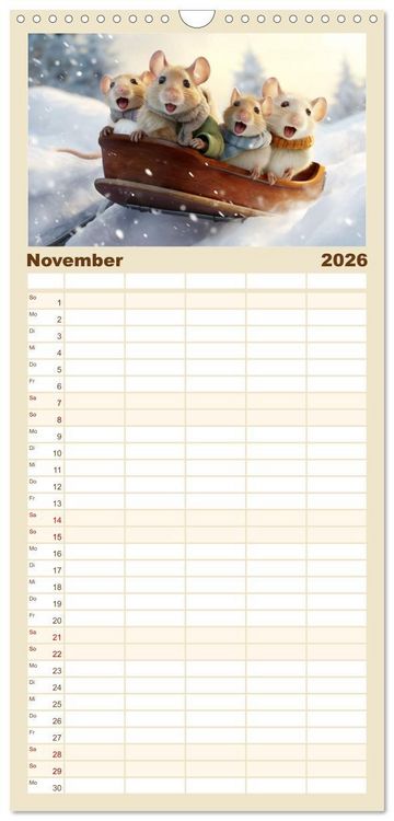 Produktbild: Familienplaner 2026 - Ein Jahr im Leben von Familie Maus mit 5 Spalten (Wandkalender, 21 x 45 cm) CALVENDO