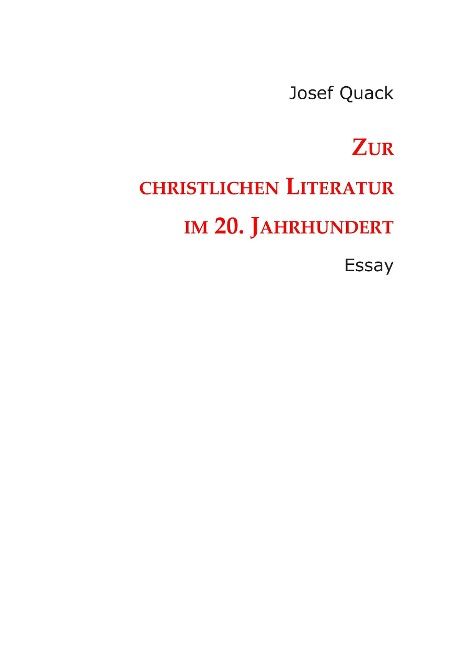 Produktbild: Zur christlichen Literatur im 20. Jahrhundert