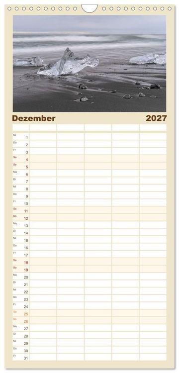 Produktbild: Familienplaner 2027 - Naturwunder in Island mit 5 Spalten (Wandkalender, 21 x 45 cm) CALVENDO