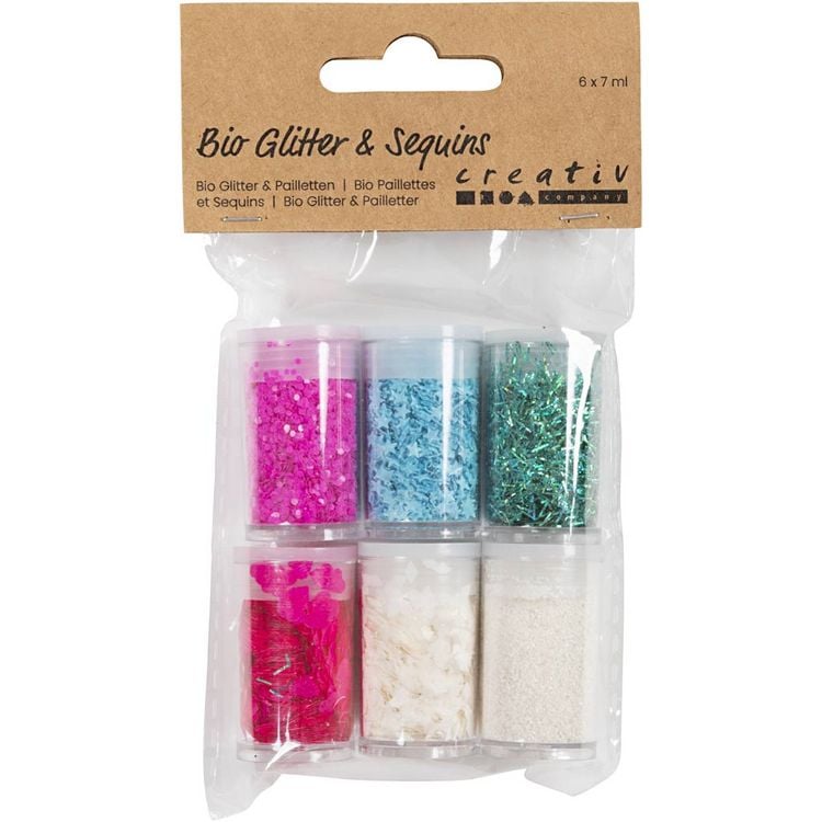 Produktbild: Creativ Company Biologisch abbaubarer Sparkles & Pailletten, Pastellfarben, 6x7 ml