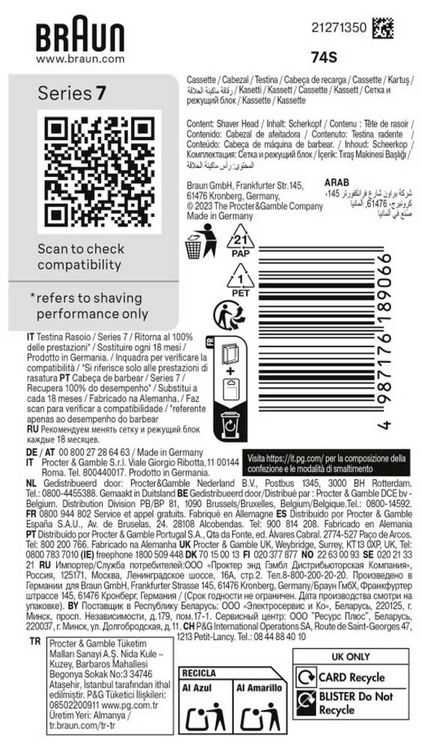 Produktbild: Braun Kombipack 74S Scherkopf Edelstahl, Schwarz 1St.