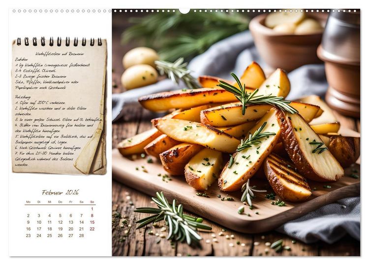 Produktbild: Kartoffelzeit - Zw&ouml;lf klassische KI Kartoffelgerichte mit Rezept (Wandkalender 2026 DIN A2 quer), CALVENDO Monatskalender