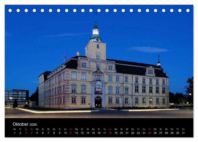 Produktbild: Oldenburg bei Nacht (Tischkalender 2026 DIN A5 quer), CALVENDO Monatskalender