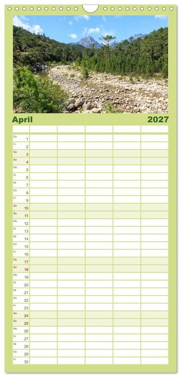 Produktbild: Familienplaner 2027 - Korsika - raue Sch&ouml;nheit mit 5 Spalten (Wandkalender, 21 x 45 cm) CALVENDO