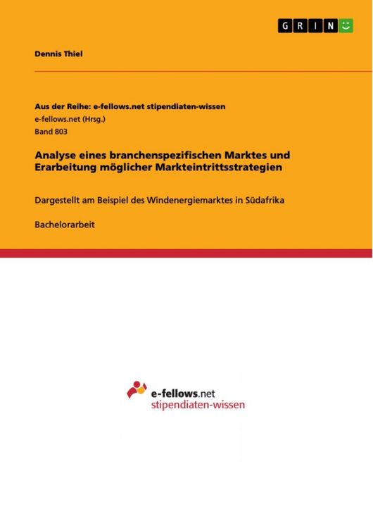 Produktbild: Analyse eines branchenspezifischen Marktes und Erarbeitung m&ouml;glicher Markteintrittsstrategien