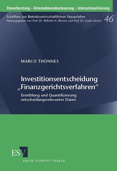 Produktbild: Investitionsentscheidung "Finanzgerichtsverfahren"