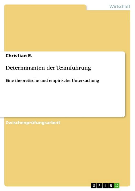 Produktbild: Determinanten der Teamf&uuml;hrung