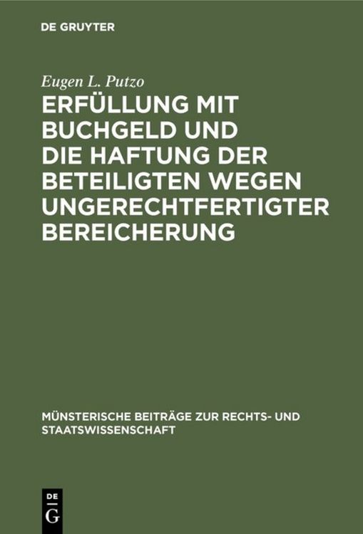 Produktbild: Erf&uuml;llung mit Buchgeld und die Haftung der Beteiligten wegen ungerechtfertigter Bereicherung