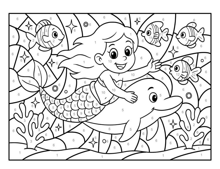 Produktbild: Malen nach Zahlen Meerjungfrau Malbuch f&uuml;r Kinder ab 5&ndash;7 Jahren