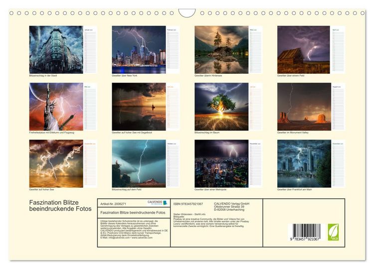 Produktbild: Faszination Blitze beeindruckende Fotos (Wandkalender 2026 DIN A3 quer), CALVENDO Monatskalender