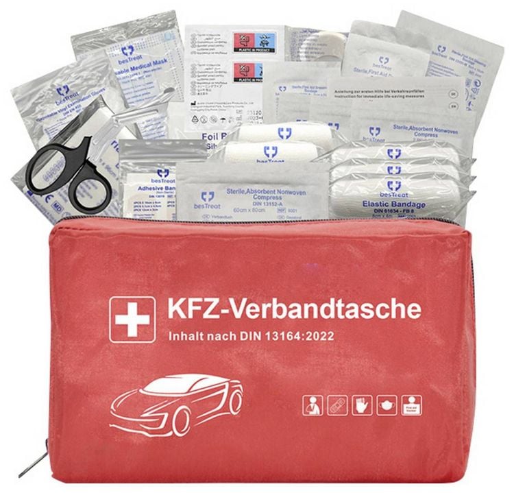 Produktbild: besTreat first aid kit Verbandtasche Bus, Wohnmobile, Pkw, SUV (L x B x H) 130 x 220 x 60 mm EN 14683 DIN 13164 1 St.