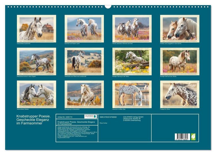 Produktbild: Knabstrupper Poesie. Gescheckte Eleganz im Farmsommer (Wandkalender 2027 DIN A2 quer), CALVENDO Monatskalender