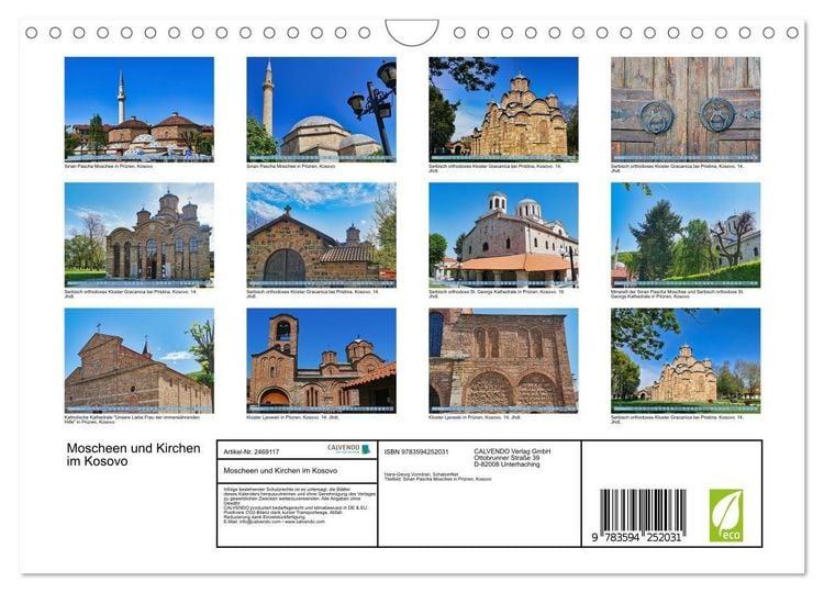 Produktbild: Moscheen und Kirchen im Kosovo (Wandkalender 2027 DIN A4 quer), CALVENDO Monatskalender