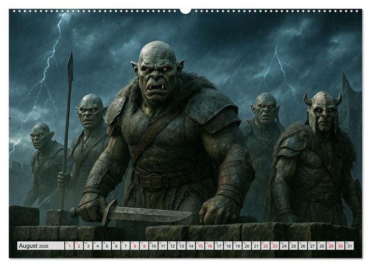 Produktbild: Erbe der Orks. Feuer und Schatten (hochwertiger Premium Wandkalender 2026 DIN A2 quer), Kunstdruck in Hochglanz