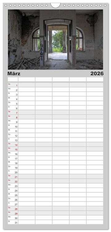 Produktbild: Familienplaner 2026 - Lost Places in Deutschland mit 5 Spalten (Wandkalender, 21 x 45 cm) CALVENDO