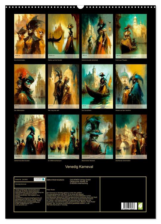 Produktbild: Venedig Karneval (Wandkalender 2026 DIN A2 hoch), CALVENDO Monatskalender