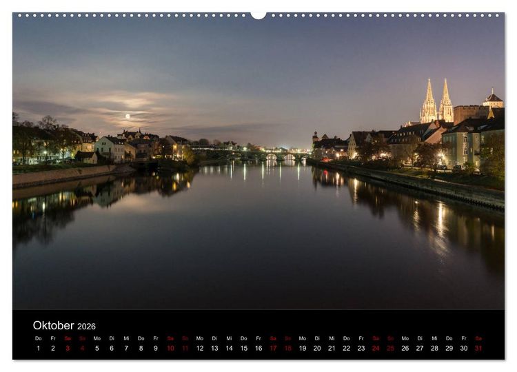 Produktbild: Regensburg bei Nacht (Wandkalender 2026 DIN A2 quer), CALVENDO Monatskalender