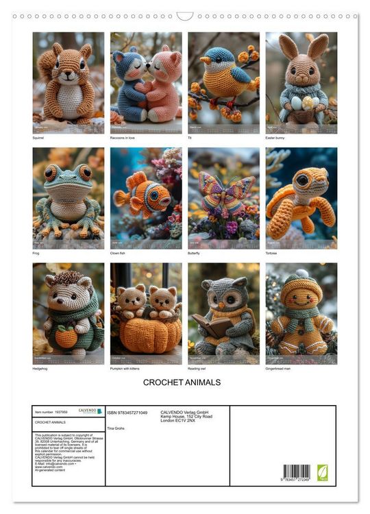 Produktbild: CROCHET ANIMALS (Wall Calendar 2026 DIN A2 portrait), CALVENDO 12 Month Wall Calendar