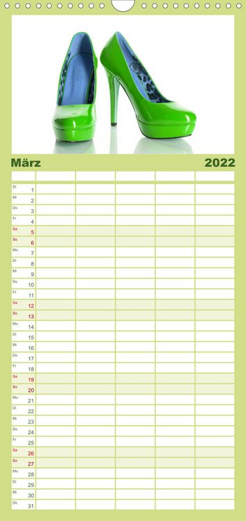 Produktbild: Familienplaner Farbenfrohe High Heels (Wandkalender 2022 , 21 cm x 45 cm, hoch)