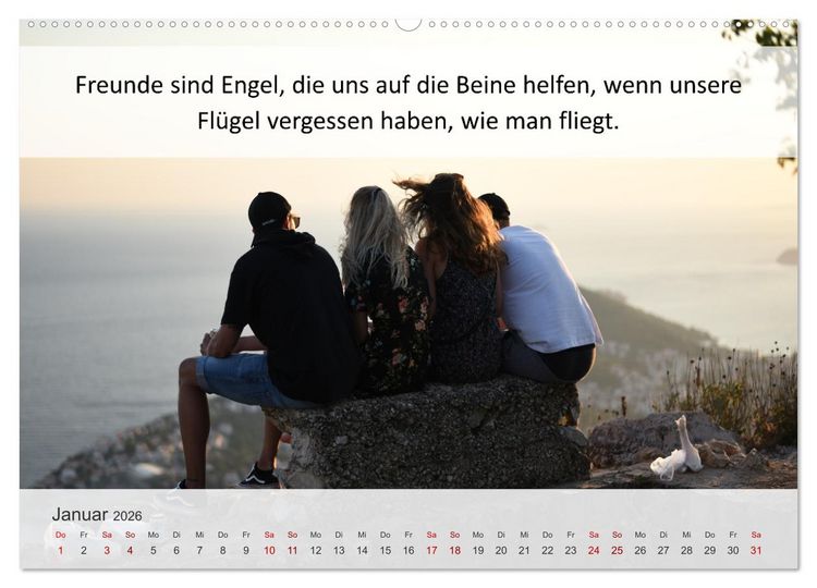 Produktbild: Motivationsspr&uuml;che Freundschaft (Wandkalender 2026 DIN A2 quer), CALVENDO Monatskalender