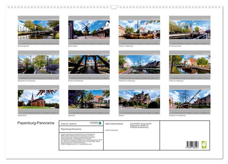 Produktbild: Papenburg-Panorama (Wandkalender 2026 DIN A2 quer), CALVENDO Monatskalender