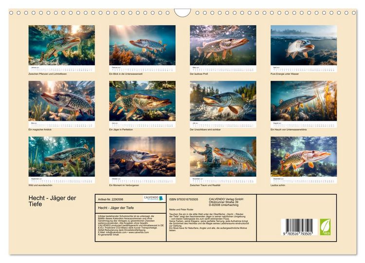 Produktbild: Hecht - J&auml;ger der Tiefe (Wandkalender 2027 DIN A3 quer), CALVENDO Monatskalender