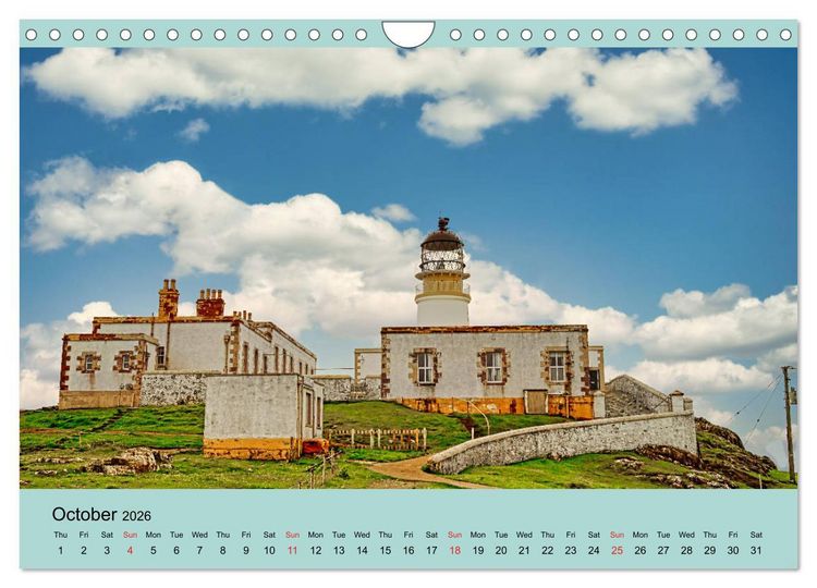 Produktbild: Scottish Lighthouses - beacons along the coast of Scotland (Wall Calendar 2026 DIN A4 landscape), CALVENDO 12 Month Wall Calendar