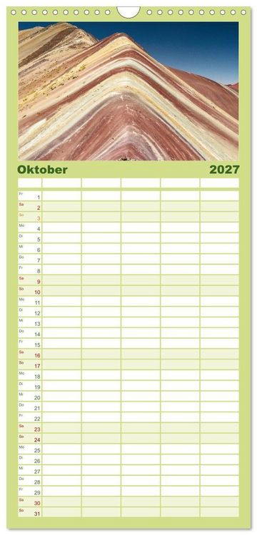 Produktbild: Familienplaner 2027 - Geheimnisvolles Peru mit 5 Spalten (Wandkalender, 21 x 45 cm) CALVENDO