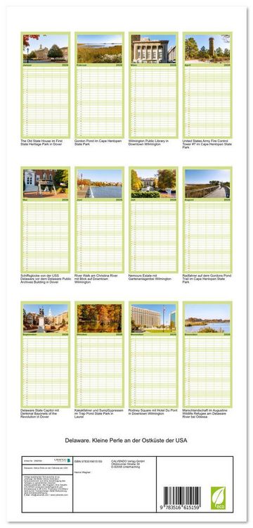 Produktbild: Familienplaner 2026 - Delaware. Kleine Perle an der Ostk&uuml;ste der USA mit 5 Spalten (Wandkalender, 21 x 45 cm) CALVENDO
