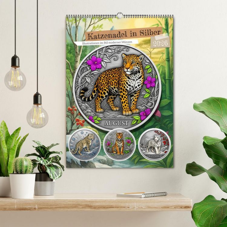 Produktbild: Katzenadel in Silber (Wandkalender 2026 DIN A2 hoch), CALVENDO Monatskalender