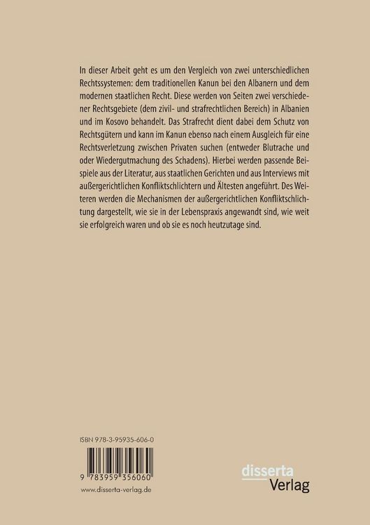 Produktbild: Informelle Konfliktschlichtung nach albanischem Kanun. Eine rechtsvergleichende Analyse zum alten Kanun und modernen Recht
