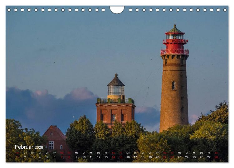 Produktbild: Die sch&ouml;nsten Leuchtt&uuml;rme - Deutsche Ostsee (Wandkalender 2026 DIN A4 quer), CALVENDO Monatskalender