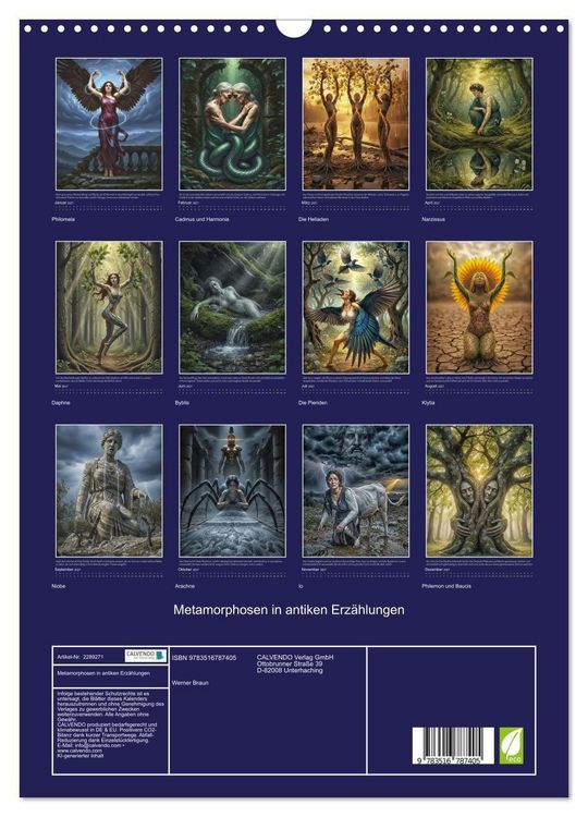 Produktbild: Metamorphosen in antiken Erz&auml;hlungen (Wandkalender 2027 DIN A3 hoch), CALVENDO Monatskalender