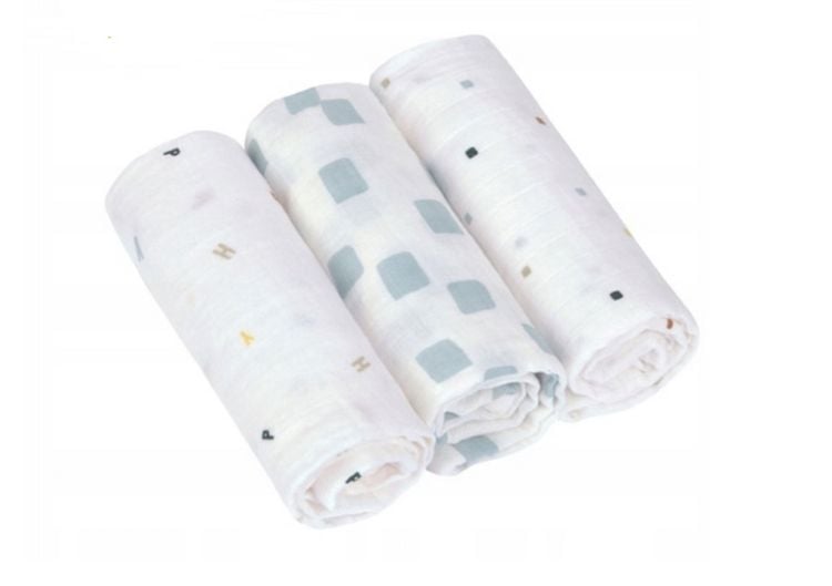 Produktbild: Swaddle & Burp Blanket M GOTS Happy Fruits blue,