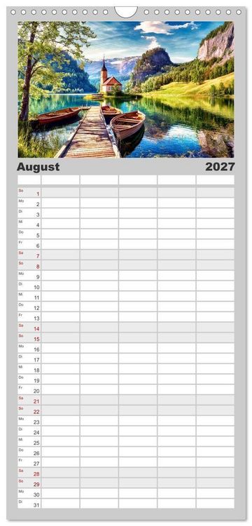 Produktbild: Familienplaner 2027 - Landschaften im Jahreskreis mit 5 Spalten (Wandkalender, 21 x 45 cm) CALVENDO