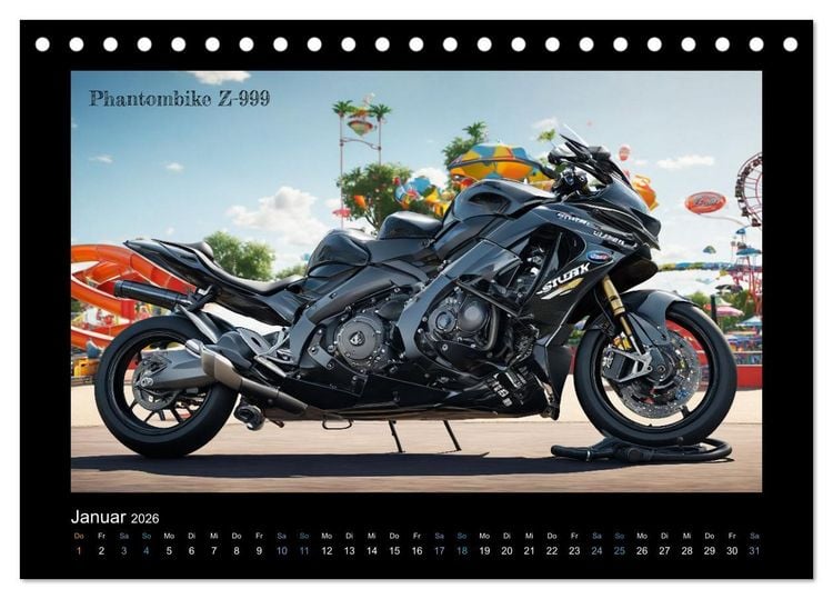 Produktbild: Verr&uuml;ckte 2-Rad Fantasien einer KI (Tischkalender 2026 DIN A5 quer), CALVENDO Monatskalender