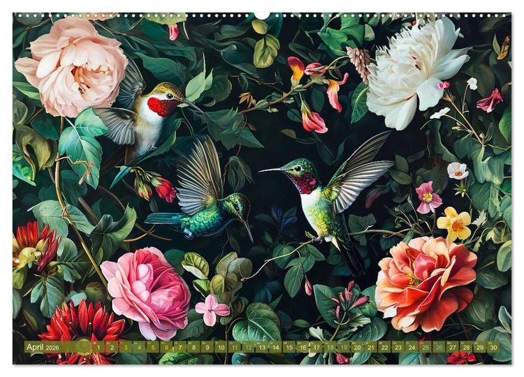 Produktbild: Gartengefl&uuml;ster - Tierische Besucher in der Bl&uuml;tenf&uuml;lle (hochwertiger Premium Wandkalender 2026 DIN A2 quer), Kunstdruck in Hochglanz