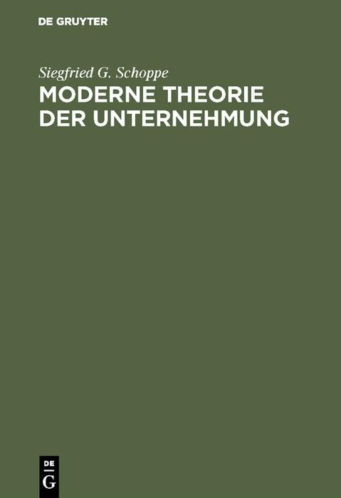 Produktbild: Moderne Theorie der Unternehmung
