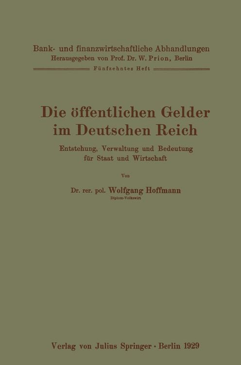 Produktbild: Die &ouml;ffentlichen Gelder im Deutschen Reich