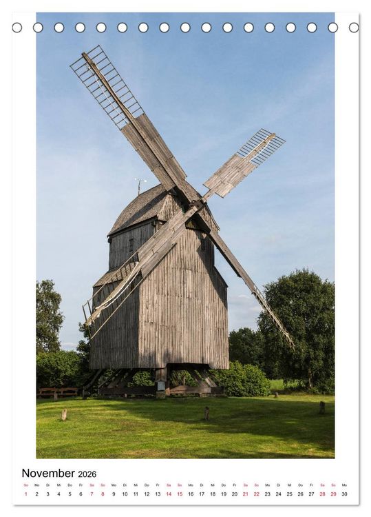 Produktbild: Historische Windm&uuml;hlen in Minden-L&uuml;bbecke (Tischkalender 2026 DIN A5 hoch), CALVENDO Monatskalender