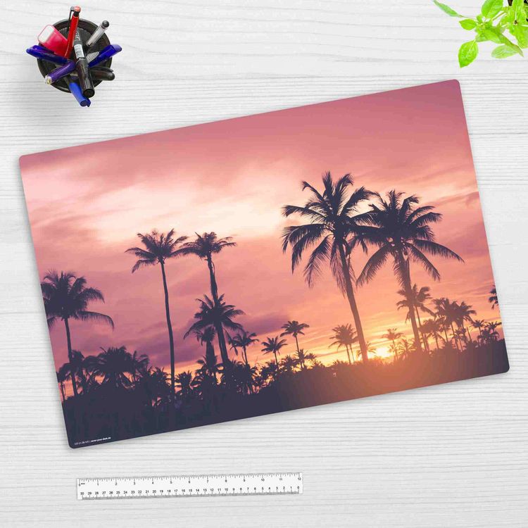 Produktbild: Cover-your-desk Schreibtischunterlage f&uuml;r Kinder und Erwachsene Palmen im Sonnenuntergang, aus hochwertigem Vinyl , 60 x 40 cm