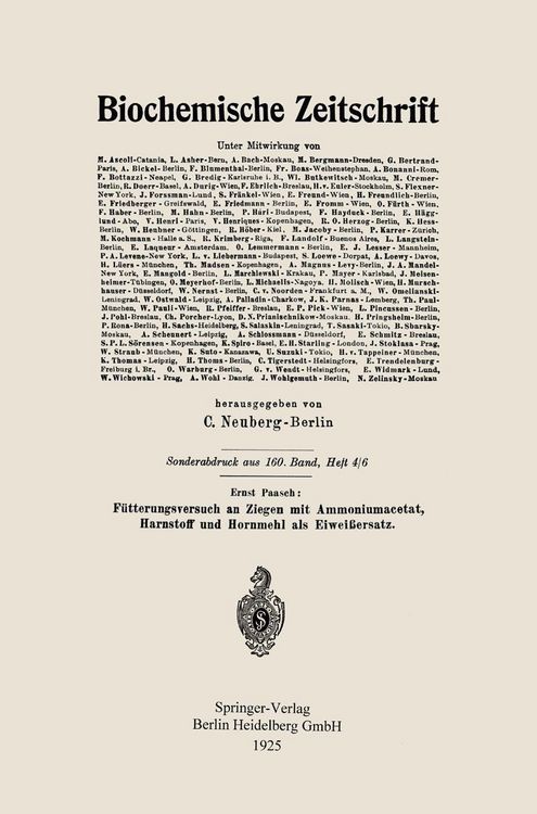 Produktbild: F&uuml;tterungsversuch an Ziegen mit Ammoniumacetat, Harnstoff und Hornmehl als Eiwei&szlig;ersatz